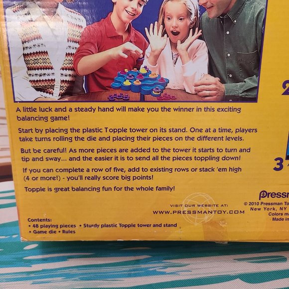 Topple Board Game 2010 Pressman Balancing Game Complete Vintage New Open Box - Picture 4 of 5